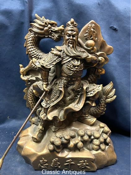 เทพเจ้ากวนอู ขี่มังกร ทองเหลือง  รูปที่ 3