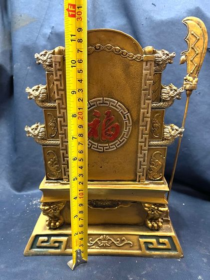 เทพเจ้ากวนอู นั่งบัญชาการ ทองเหลืองลงยา สะสม รูปที่ 16