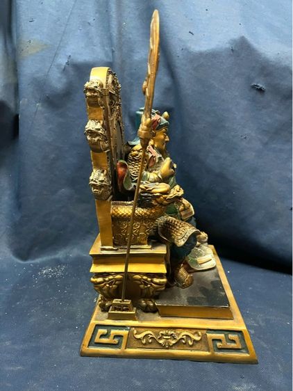 เทพเจ้ากวนอู นั่งบัญชาการ ทองเหลืองลงยา สะสม รูปที่ 7