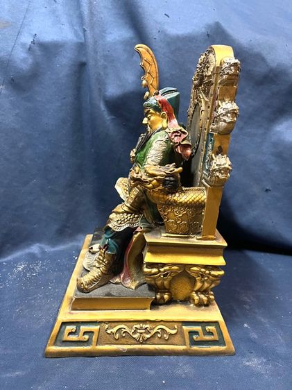 เทพเจ้ากวนอู นั่งบัญชาการ ทองเหลืองลงยา สะสม รูปที่ 10