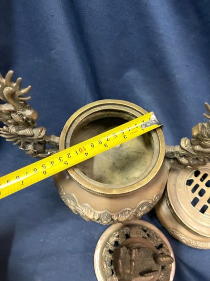 กระถางกำยาน มังกร ทองเหลือง ใบใหญ่สะสม รูปที่ 18