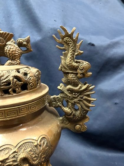 กระถางกำยาน มังกร ทองเหลือง ใบใหญ่สะสม รูปที่ 14