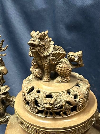 กระถางกำยาน มังกร ทองเหลือง ใบใหญ่สะสม รูปที่ 5