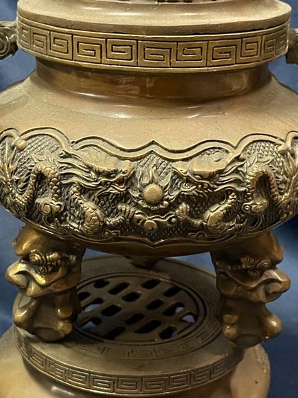 กระถางกำยาน มังกร ทองเหลือง ใบใหญ่สะสม รูปที่ 9