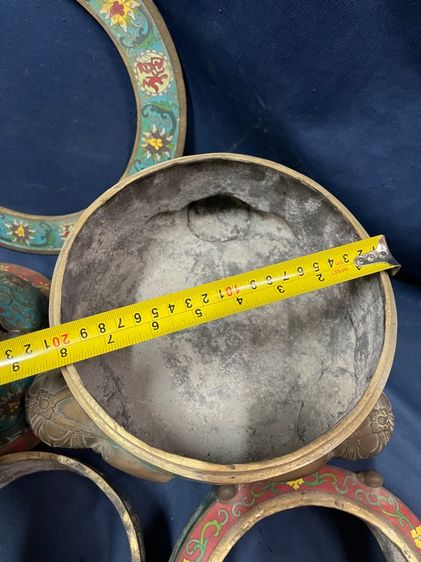 กระถางกำยาน ทองเหลืองถมปัด ใบใหญ่สะสมB4 รูปที่ 18