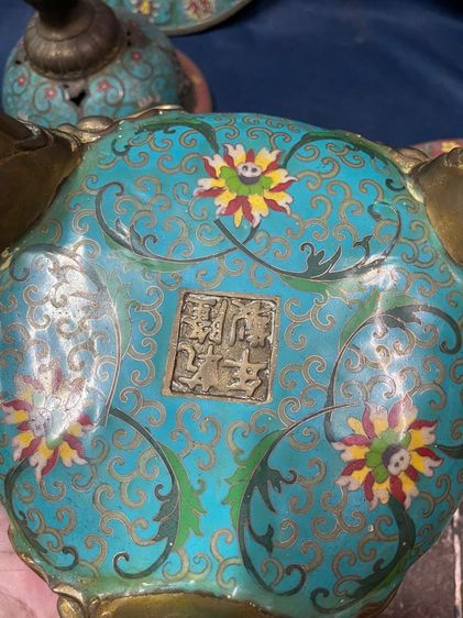 กระถางกำยาน ทองเหลืองถมปัด ใบใหญ่สะสมB4 รูปที่ 16