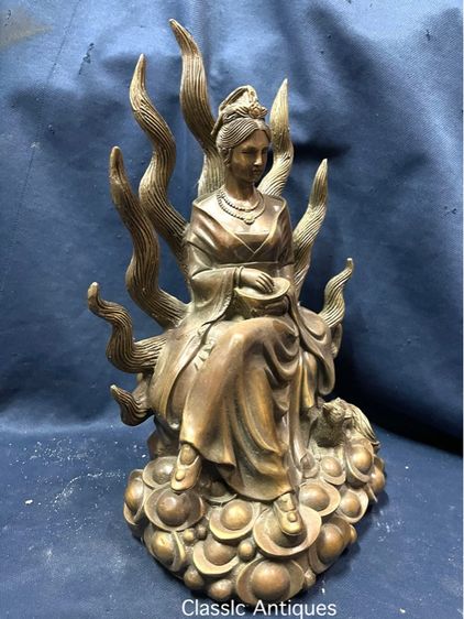 รูปปั้น นางพญาจิ้งจอกเก้าหาง ทองเหลือง สะสม รูปที่ 5