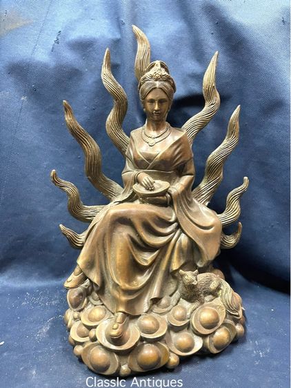 รูปปั้น นางพญาจิ้งจอกเก้าหาง ทองเหลือง สะสม รูปที่ 2