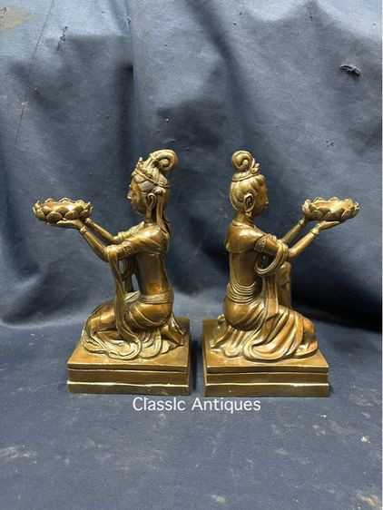 เชิงเทียน เทพถือดอกบัว ทองเหลืองสะสม รูปที่ 4