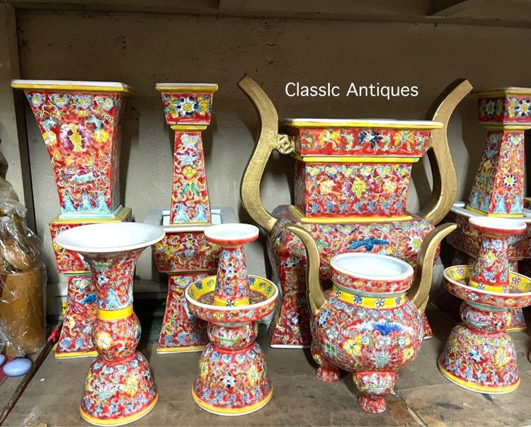 โหงวก่ง ชุดเครื่อง5 กังไสเขียนสี สะสม รูปที่ 5