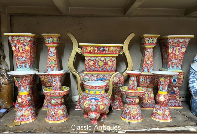 โหงวก่ง ชุดเครื่อง5 กังไสเขียนสี สะสม