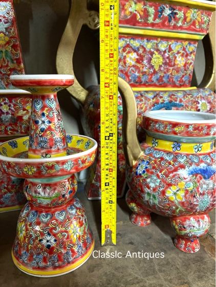 โหงวก่ง ชุดเครื่อง5 กังไสเขียนสี สะสม รูปที่ 9