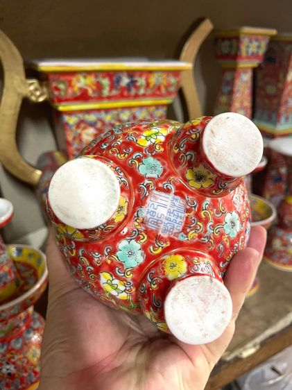 โหงวก่ง ชุดเครื่อง5 กังไสเขียนสี สะสม รูปที่ 18