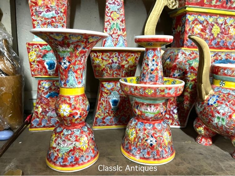 โหงวก่ง ชุดเครื่อง5 กังไสเขียนสี สะสม รูปที่ 2