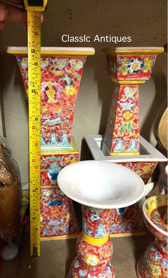 โหงวก่ง ชุดเครื่อง5 กังไสเขียนสี สะสม รูปที่ 14