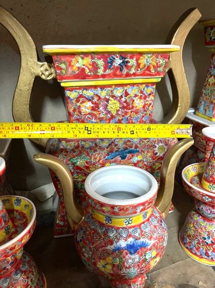 โหงวก่ง ชุดเครื่อง5 กังไสเขียนสี สะสม รูปที่ 12