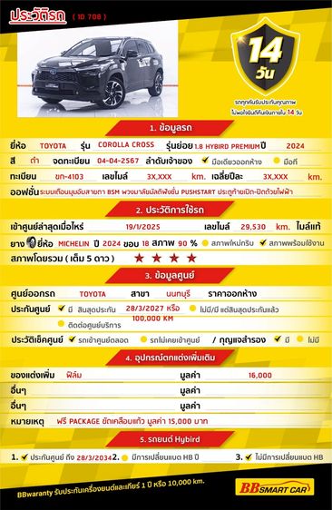 Toyota Corolla Cross 2024 1.8 Hybrid Premium Utility-car ไฮบริด ไม่ติดแก๊ส เกียร์อัตโนมัติ ดำ รูปที่ 2