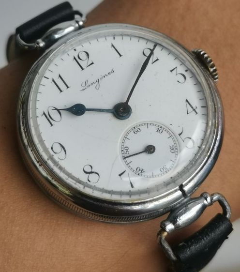 นาฬิกา Vintage Longines Trench Watch Cal.13.82 (Years 1910) หน้ากระเบื้อง เข็มบลูสตีล ไขลาน หายากมาก แบ่งปันถูกที่สุดหลักพันครับ รูปที่ 4