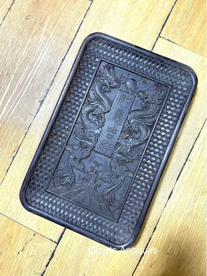 ถาด ไม้แกะสลักลาย มังกร สะสมA1 รูปที่ 7