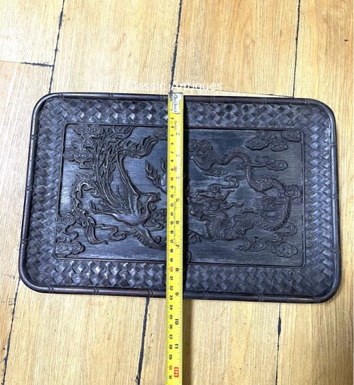 ถาด ไม้แกะสลัก ลายหงษ์ มังกร สะสมA2 รูปที่ 8