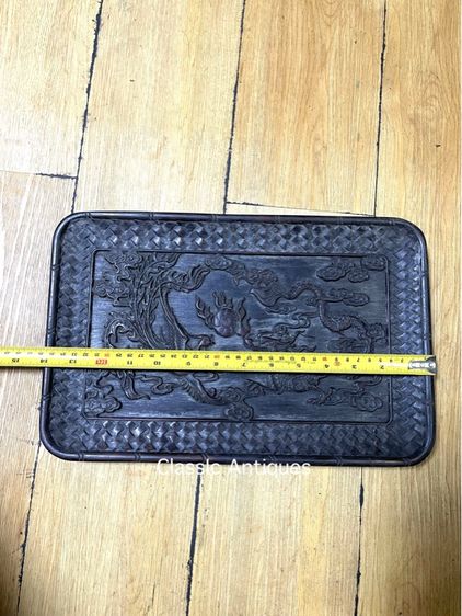 ถาด ไม้แกะสลัก ลายหงษ์ มังกร สะสมA2 รูปที่ 9