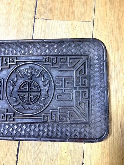 ถาด ไม้แกะสลัก ลายค้างคาวคาบเหรียญ สะสมA3 รูปที่ 8