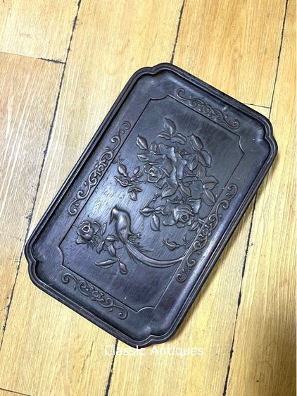 ถาด ไม้แกะสลัก ลายนกไม้ สะสมA6 รูปที่ 7