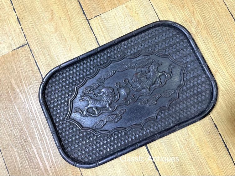 ถาด ไม้แกะสลัก ลายสิงห์ สะสมA4 รูปที่ 3