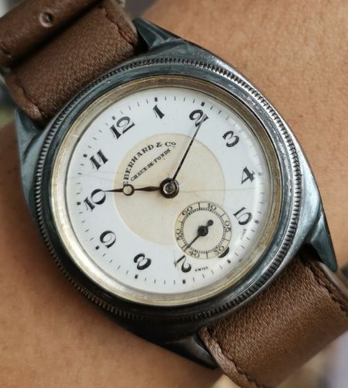นาฬิกา Vintage Eberhard Chaux-De-Fonds Hermetic Case By (FFBA) Sterling 925 ไขลาน ที่สุดของความหายาก ราคาแบ่งปันครับ รูปที่ 5
