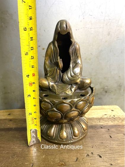 กระถางกำยาน ฐานบัวทองเหลืองสะสม รูปที่ 10