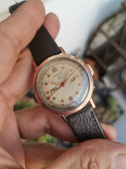 โรสโกลด์ อื่นๆ นาฬิกา Vintage Movado Triple Calendar Gold Cap (Pink Gold) โลโก้มือ ไขลาน ของสวยหายาก ราคาดีๆครับ