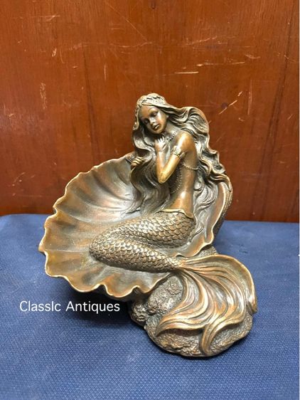 รูปปั้น ประติมากรรม นางเงือก Mermaid ทองเหลืองสะสม