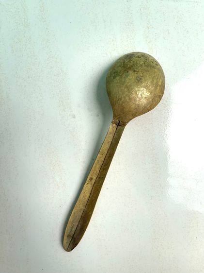 ทัพพี ทองเหลือง ตอกลายโบราณเก่าสะสม รูปที่ 5