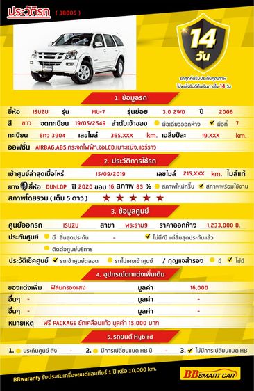 Isuzu MU-7 2006 3.0 Utility-car ดีเซล ไม่ติดแก๊ส เกียร์อัตโนมัติ ขาว รูปที่ 2