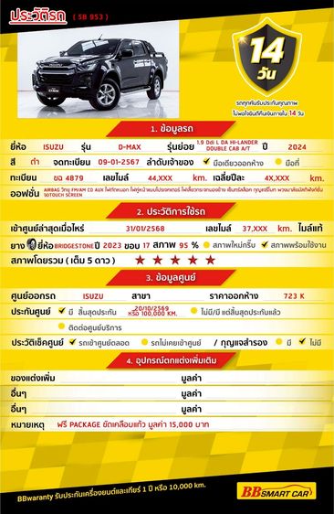 Isuzu D-MAX 2024 1.9 Hi-Lander L Pickup ดีเซล ไม่ติดแก๊ส เกียร์อัตโนมัติ ดำ รูปที่ 2