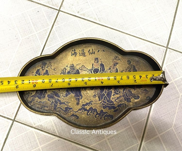 ถาด ลายเทพแปดเซียน ทองเหลืองลงยา สะสม A2 รูปที่ 6
