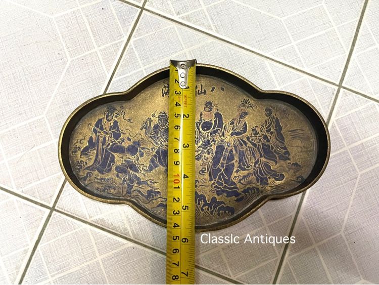 ถาด ลายเทพแปดเซียน ทองเหลืองลงยา สะสม A2 รูปที่ 7