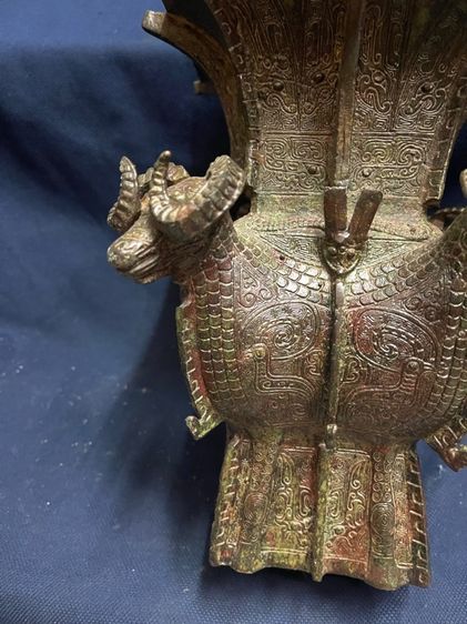 หม้อไถสี่เหลี่ยม แกะสลักสี่แกะ(หม้อซือหมู่วู่ติ้ง)สัมฤทธิ์ สะสมA9 รูปที่ 15