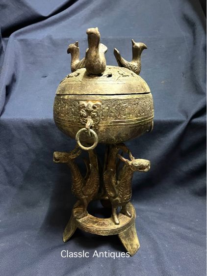 กระถางกำยาน สามขา สัมฤทธิ์ สะสมA10 รูปที่ 5