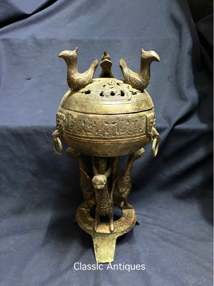 กระถางกำยาน สามขา สัมฤทธิ์ สะสมA10 รูปที่ 2