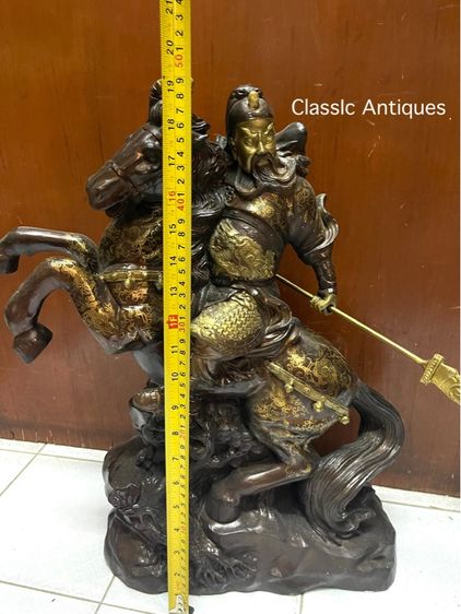 เทพเจ้ากวนอู ขี่ม้า ทองเหลือง องค์ใหญ่ สะสม รูปที่ 17