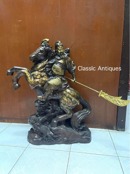 เทพเจ้ากวนอู ขี่ม้า ทองเหลือง องค์ใหญ่ สะสม