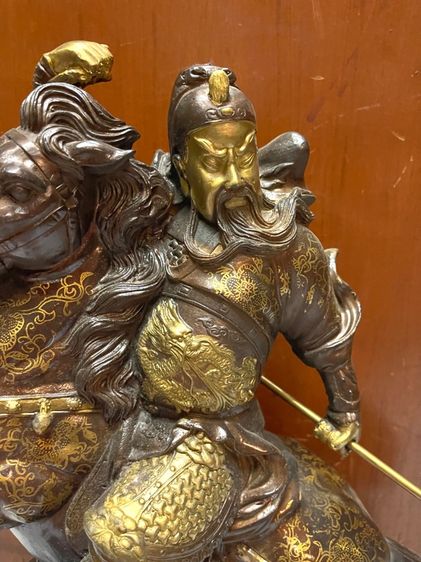 เทพเจ้ากวนอู ขี่ม้า ทองเหลือง องค์ใหญ่ สะสม รูปที่ 4