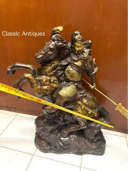 เทพเจ้ากวนอู ขี่ม้า ทองเหลือง องค์ใหญ่ สะสม รูปที่ 18