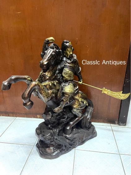 เทพเจ้ากวนอู ขี่ม้า ทองเหลือง องค์ใหญ่ สะสม รูปที่ 7