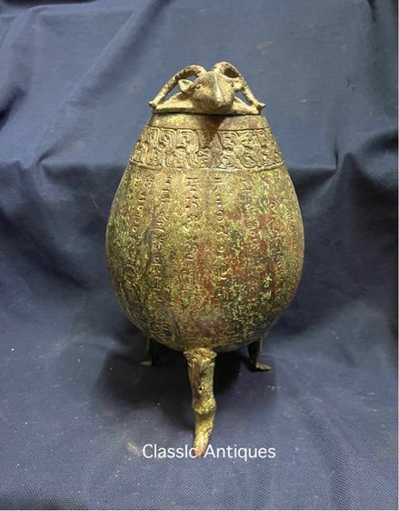 โถ สามขา หัวแกะ สัมฤทธิ์ สะสมA14