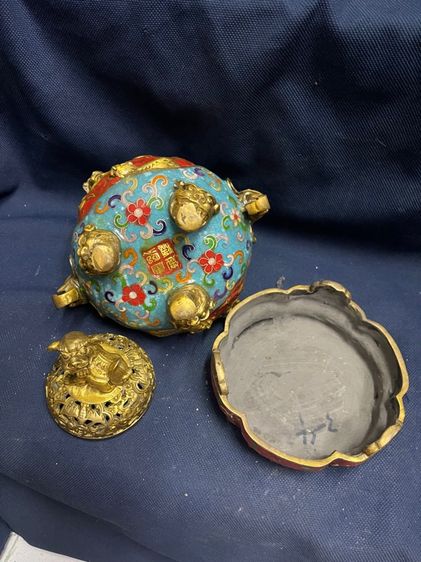 กระถางกำยาน สามขา หัวสิงห์ ทองเหลือง สะสม รูปที่ 13