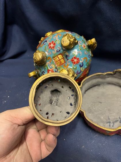 กระถางกำยาน สามขา หัวสิงห์ ทองเหลือง สะสม รูปที่ 15