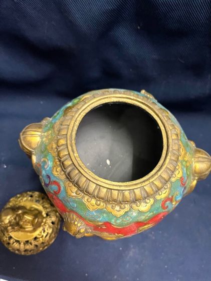 กระถางกำยาน สามขา หัวสิงห์ ทองเหลือง สะสม รูปที่ 16