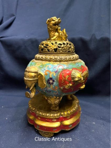 กระถางกำยาน สามขา หัวสิงห์ ทองเหลือง สะสม รูปที่ 4